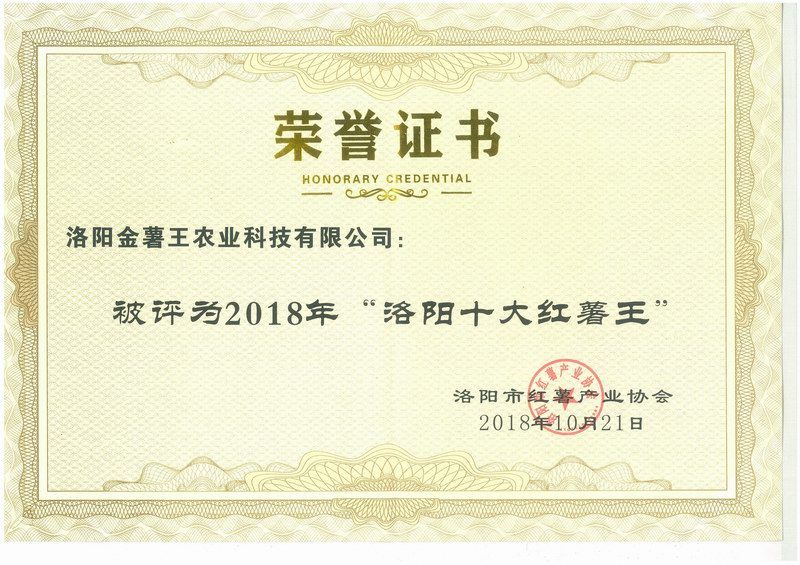 2018洛阳十大红薯王